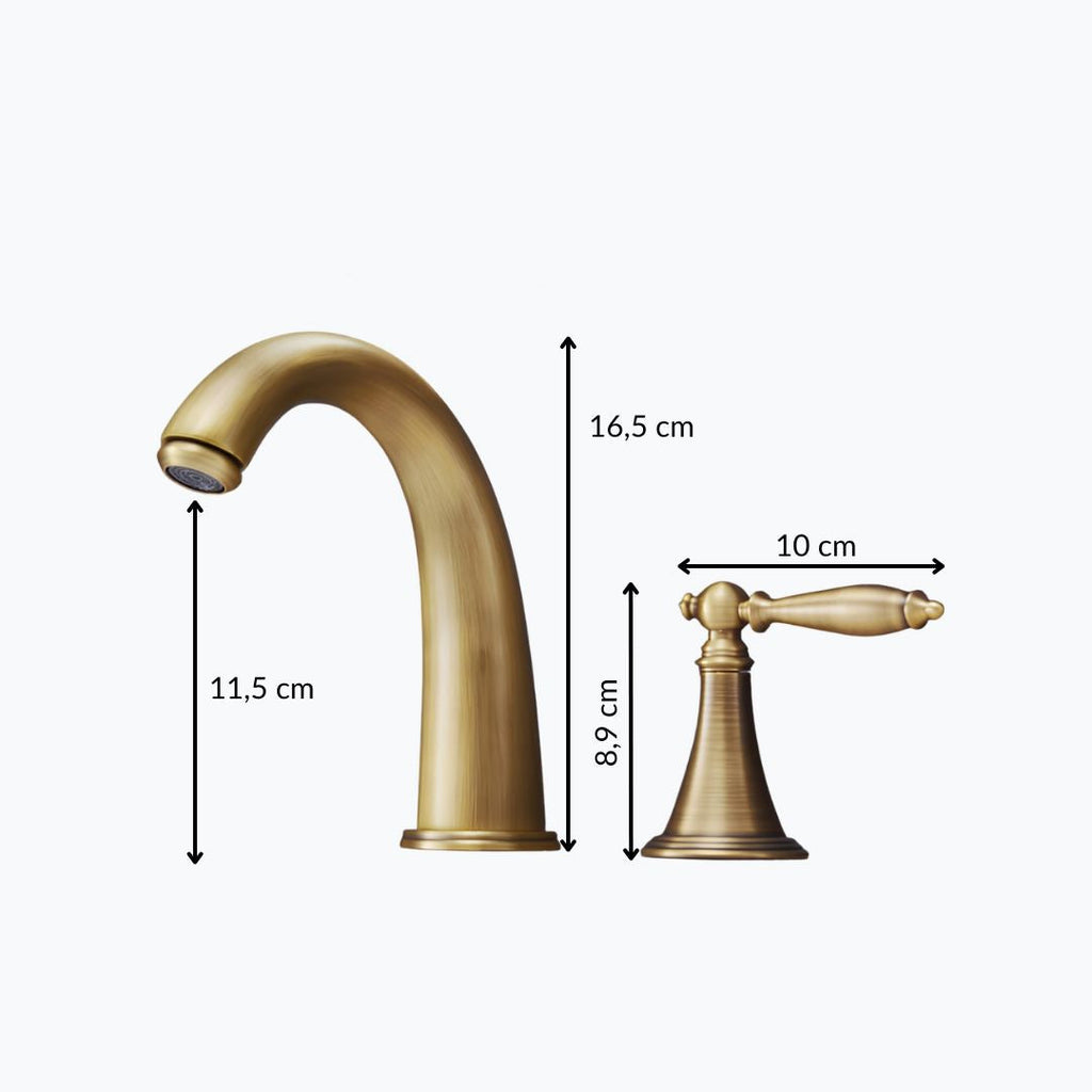 Robinet de lavabo 3 trous, d'esprit antique