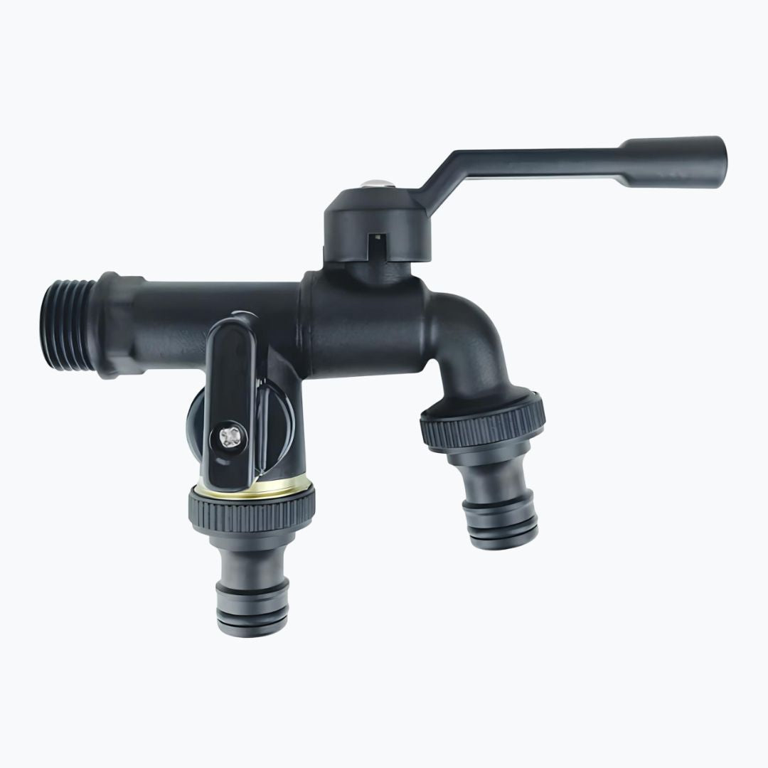 Robinet extérieur noir – Double sortie  Le Mitigeur