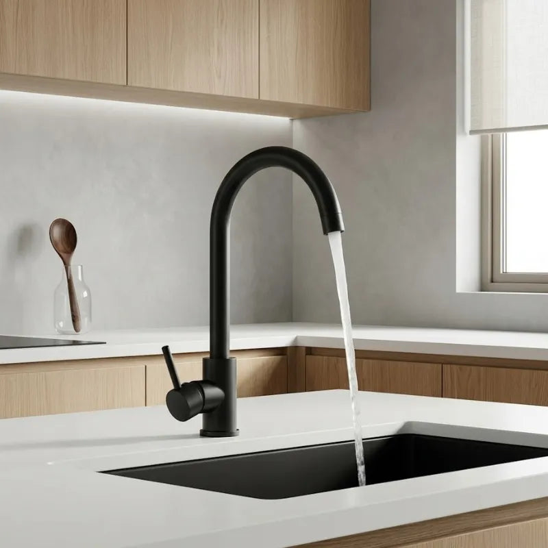 Mitigeur de Cuisine Noir Mat Pivotant 360° - Le Mitigeur