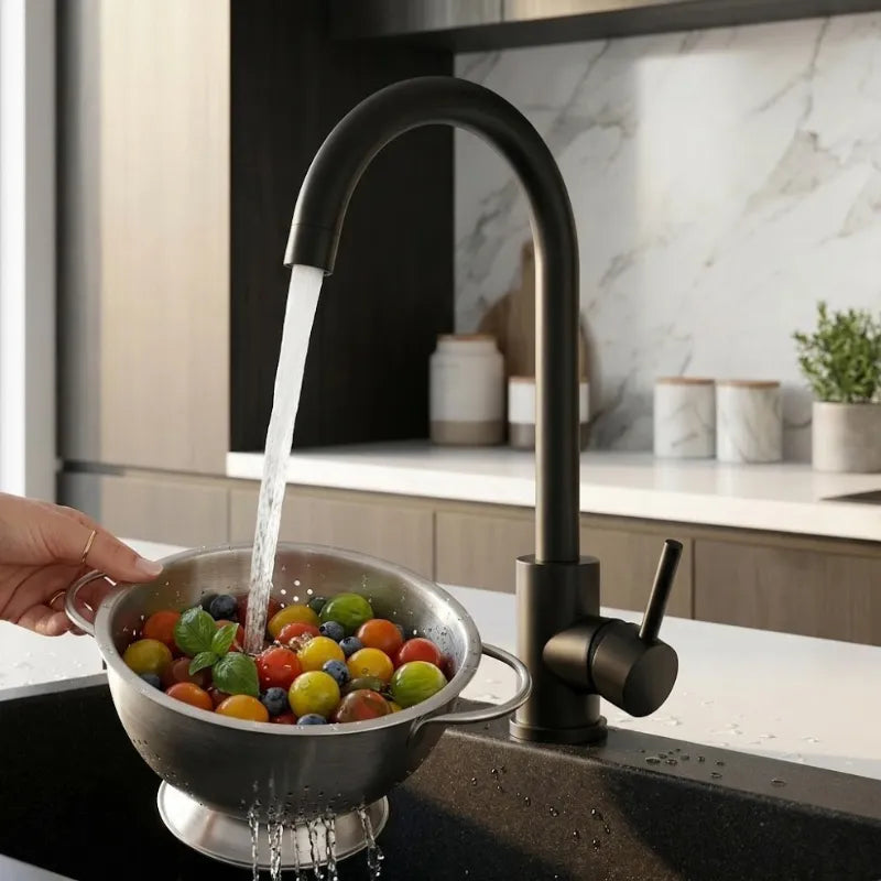 Mitigeur de Cuisine Noir Mat Pivotant 360° - Le Mitigeur