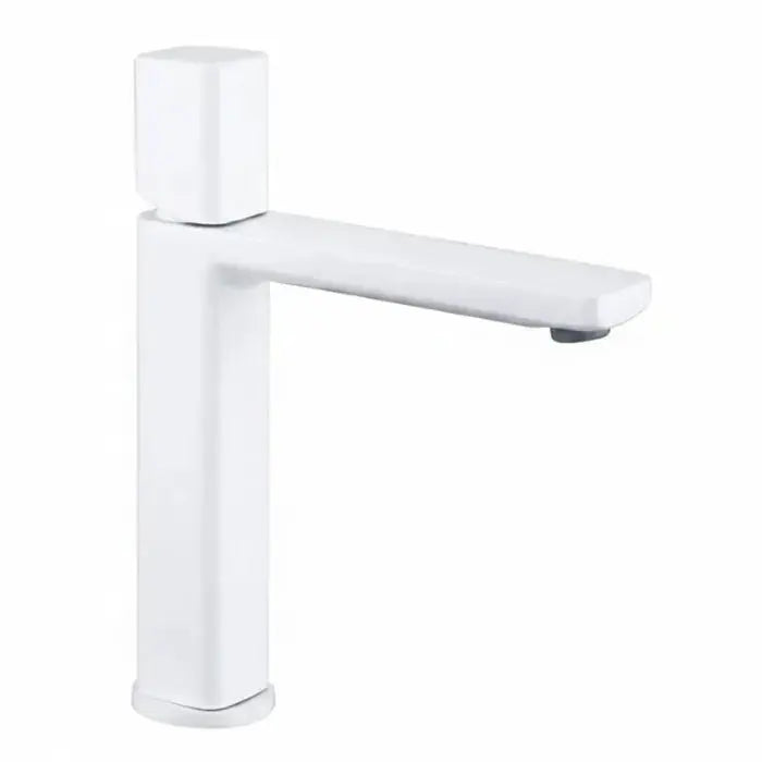 Robinet lavabo blanc mat en laiton massif Le Mitigeur