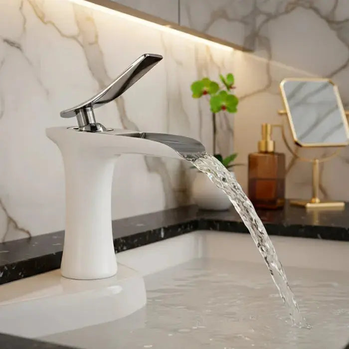 Robinet lavabo en laiton blanc et chrome Le Mitigeur