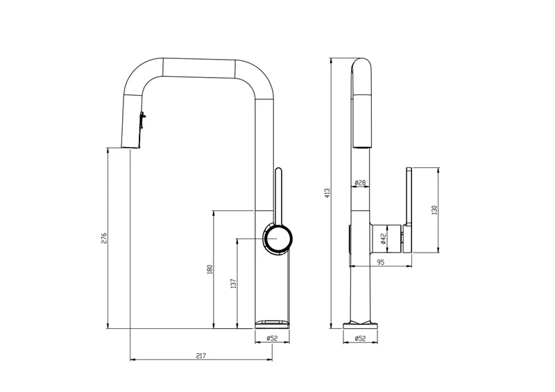 Robinet de cuisine en laiton à bec pivotant 360° – design
