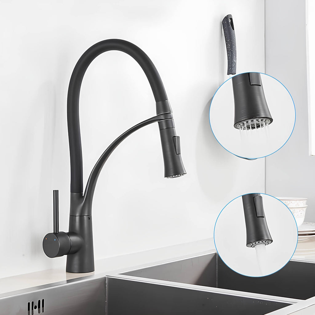 Mitigeur de cuisine en laiton à bec orientable, finition chromé