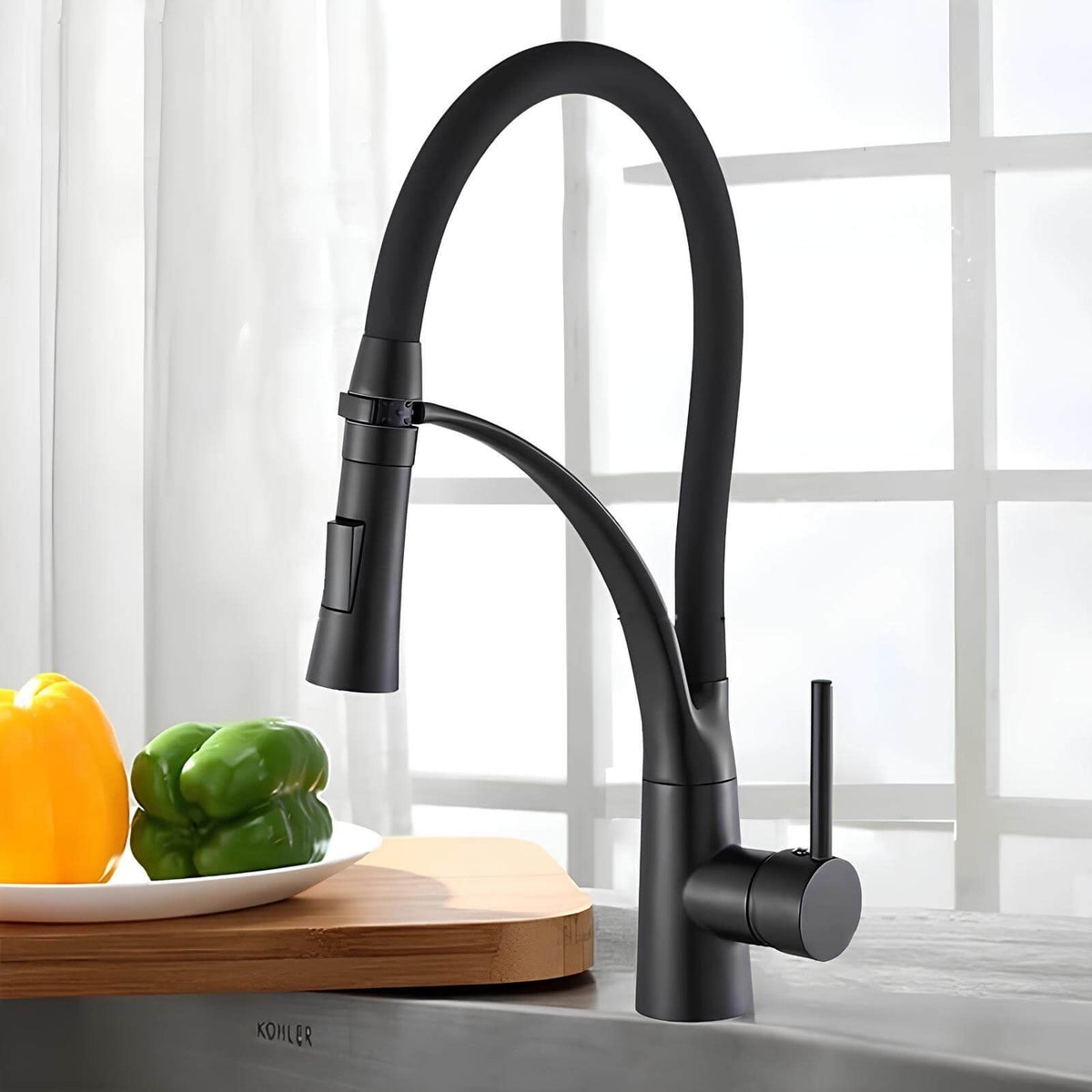 Mitigeur de cuisine en laiton à bec orientable, finition chromé