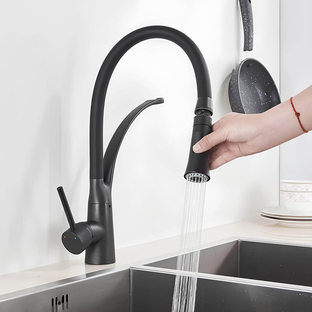 Mitigeur de cuisine en laiton à bec orientable, finition chromé