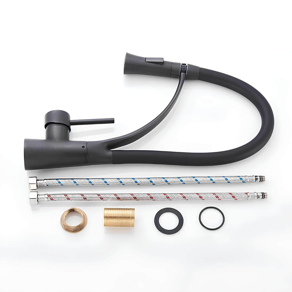 Robinet cuisine en laiton – mitigeur avec douchette extractible et bec orientable  Le Mitigeur
