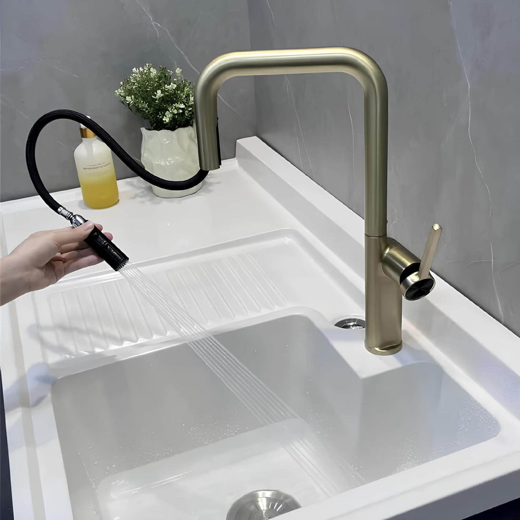 Robinet de cuisine en laiton à bec pivotant 360° – design