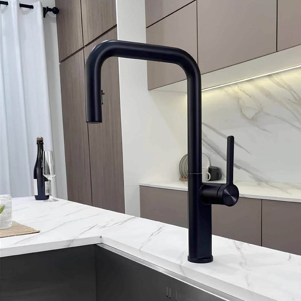 Robinet de cuisine moderne en laiton - Douchette extractible  Le Mitigeur