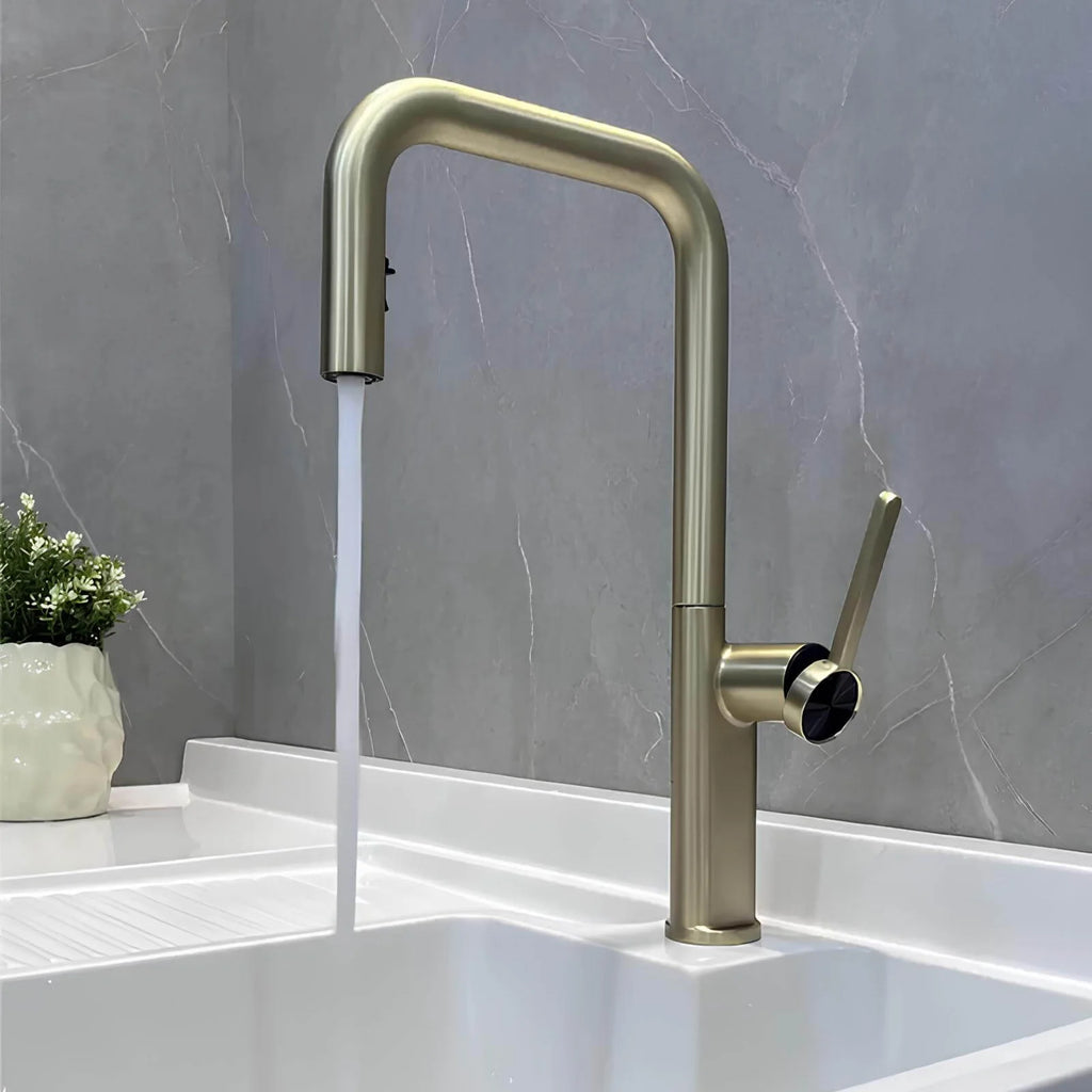 Robinet de cuisine moderne en laiton - Douchette extractible  Le Mitigeur