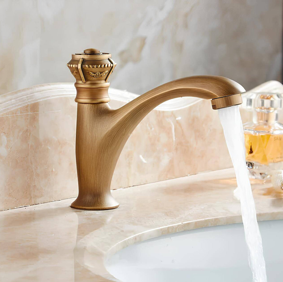 Robinet lavabo en laiton – Eau froide uniquement, finition antique  Le Mitigeur