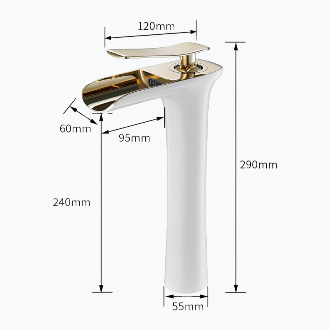 Robinet vasque en laiton – mitigeur à bec cascade, design moderne  Le Mitigeur