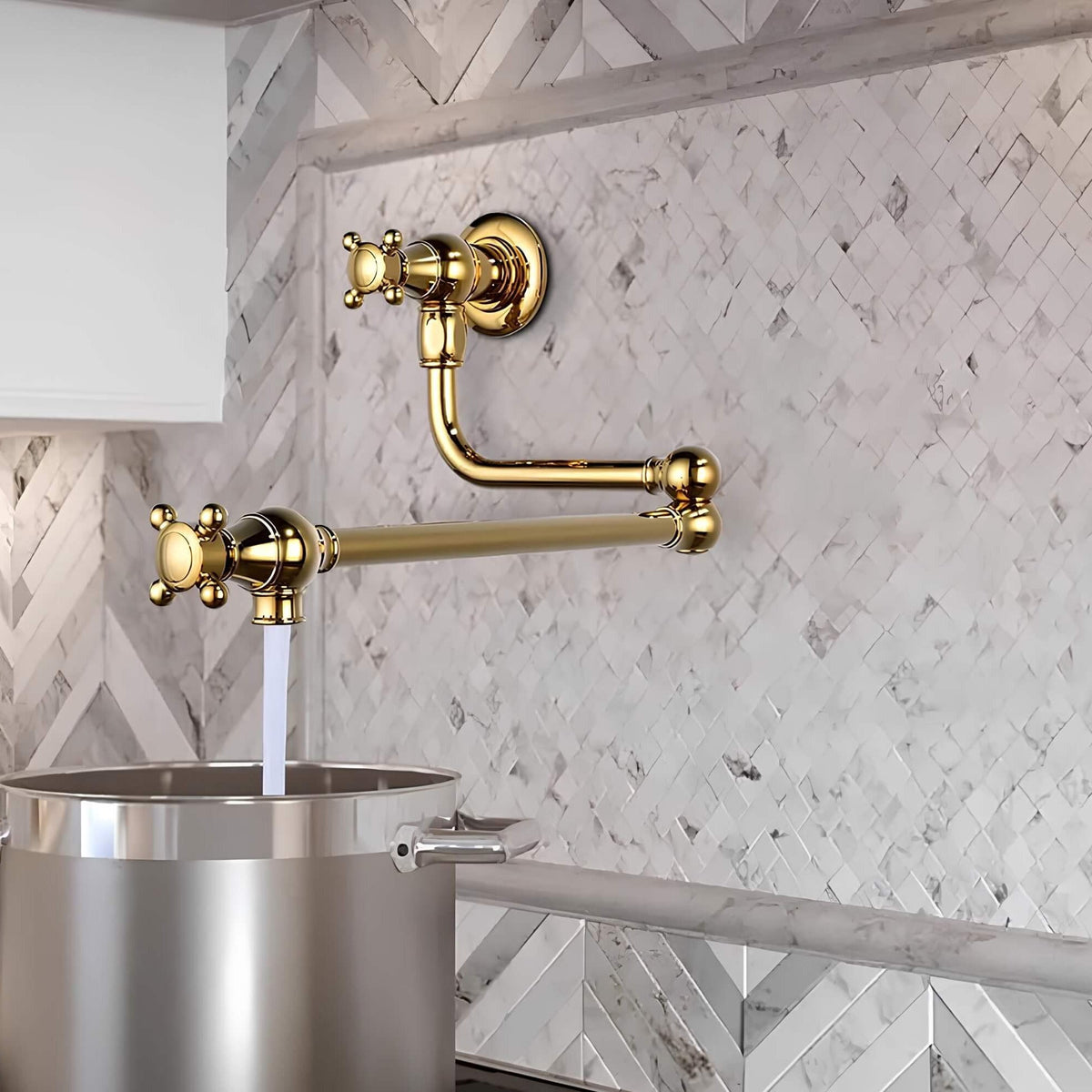 Robinet mural cuisine en laiton – bec pliable à rotation, eau froide seulement  Le Mitigeur