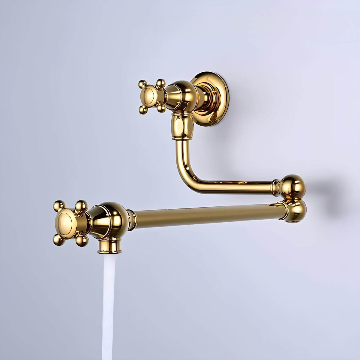 Robinet mural cuisine en laiton – bec pliable à rotation, eau froide seulement  Le Mitigeur