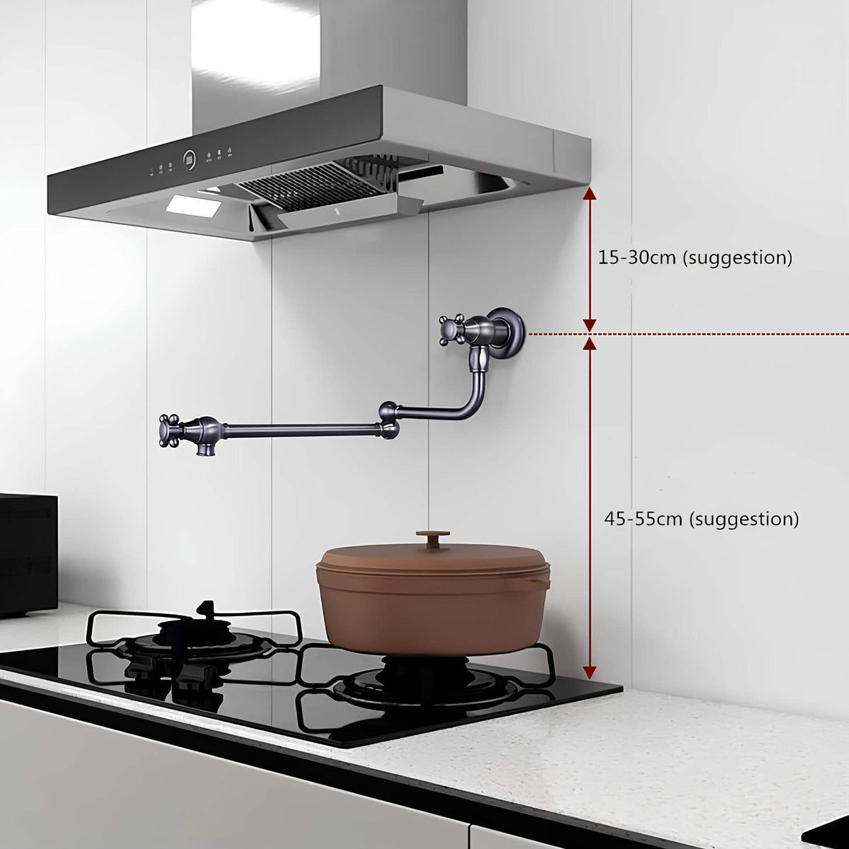 Robinet mural cuisine en laiton – bec pliable à rotation, eau froide seulement  Le Mitigeur