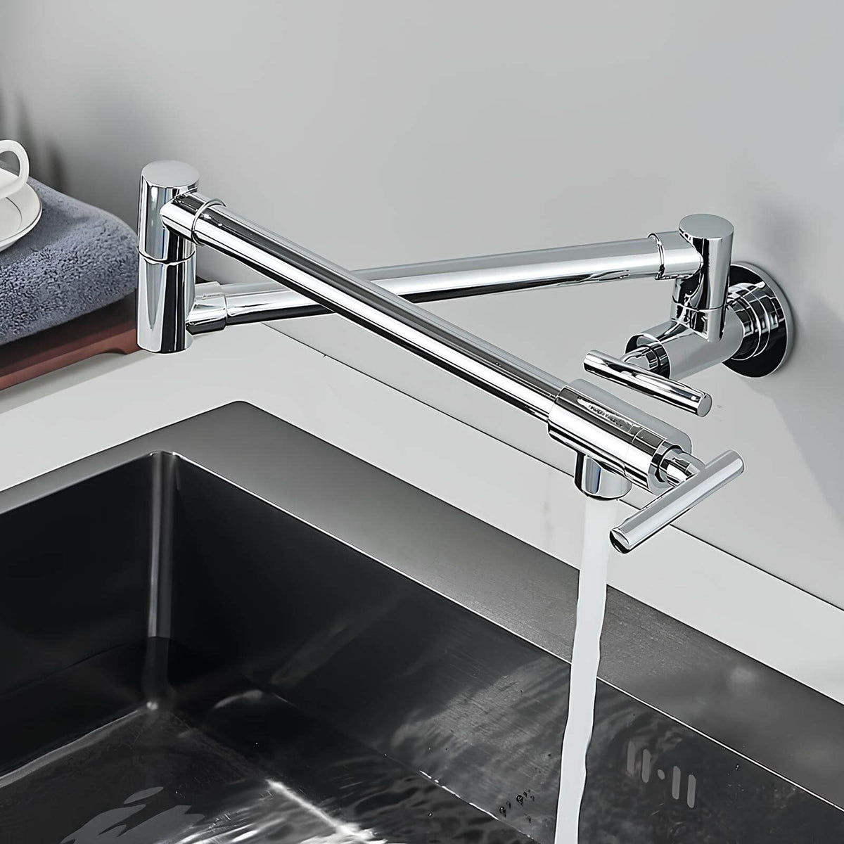Robinet mural pliable en laiton – eau froide seulement, bec rotatif pour cuisine  Le Mitigeur