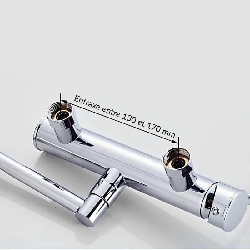 Robinet mural pliable en laiton – mitigeur cuisine 2 trous, bec rotatif 360°  Le Mitigeur