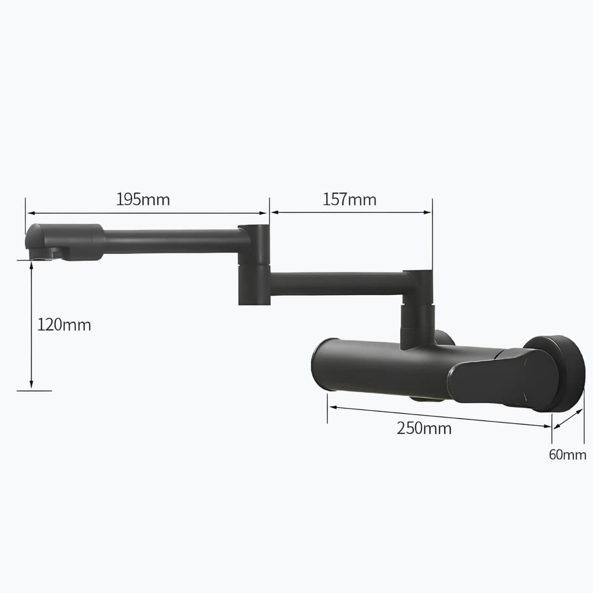 Robinet mural pliable en laiton – mitigeur cuisine 2 trous, bec rotatif 360°  Le Mitigeur