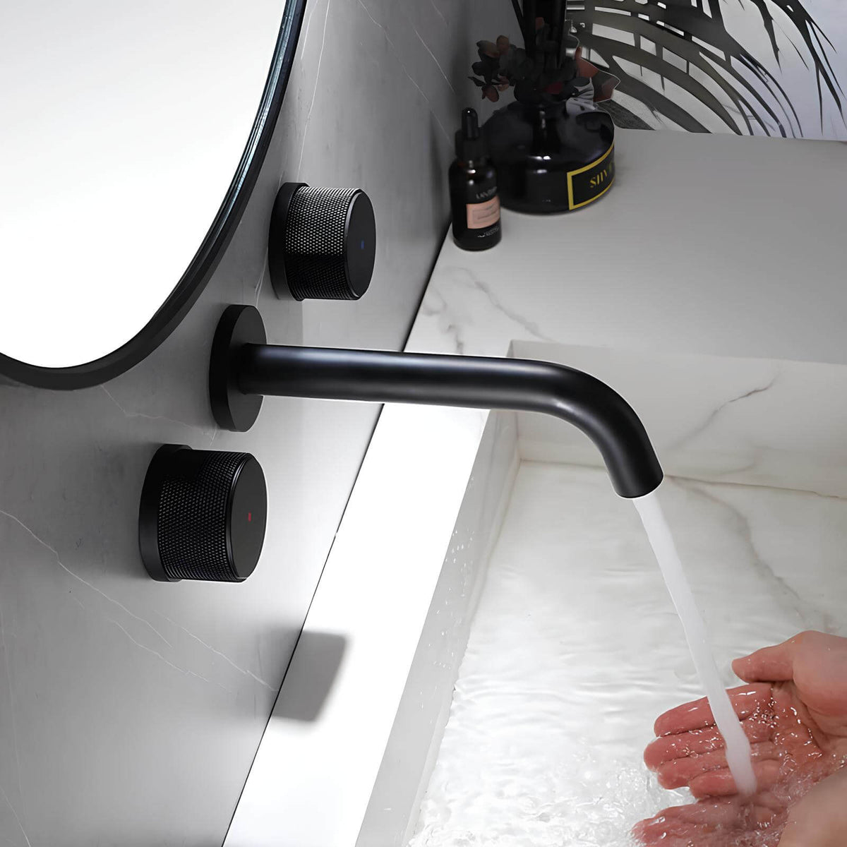 Robinet mural pour lavabo en laiton – mélangeur double poignée  Le Mitigeur