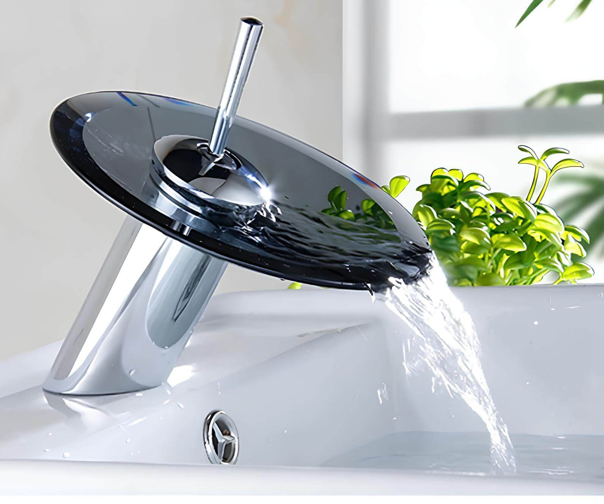 Robinet cascade rond en verre  Le Mitigeur