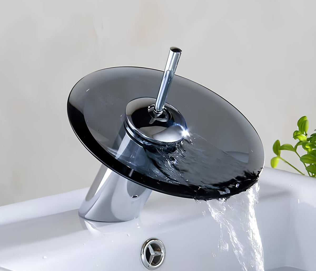 Robinet cascade rond en verre  Le Mitigeur