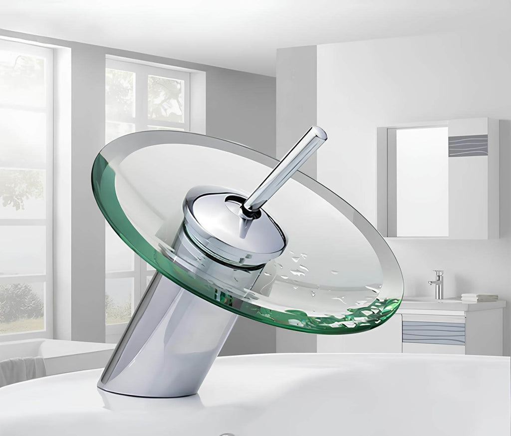 Robinet cascade rond en verre  Le Mitigeur