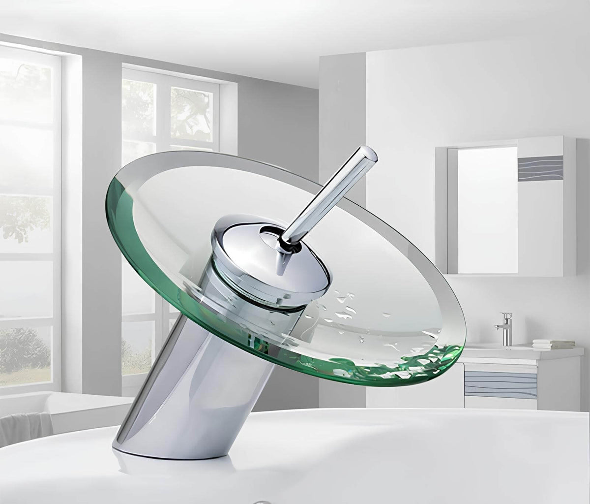 Robinet cascade rond en verre  Le Mitigeur