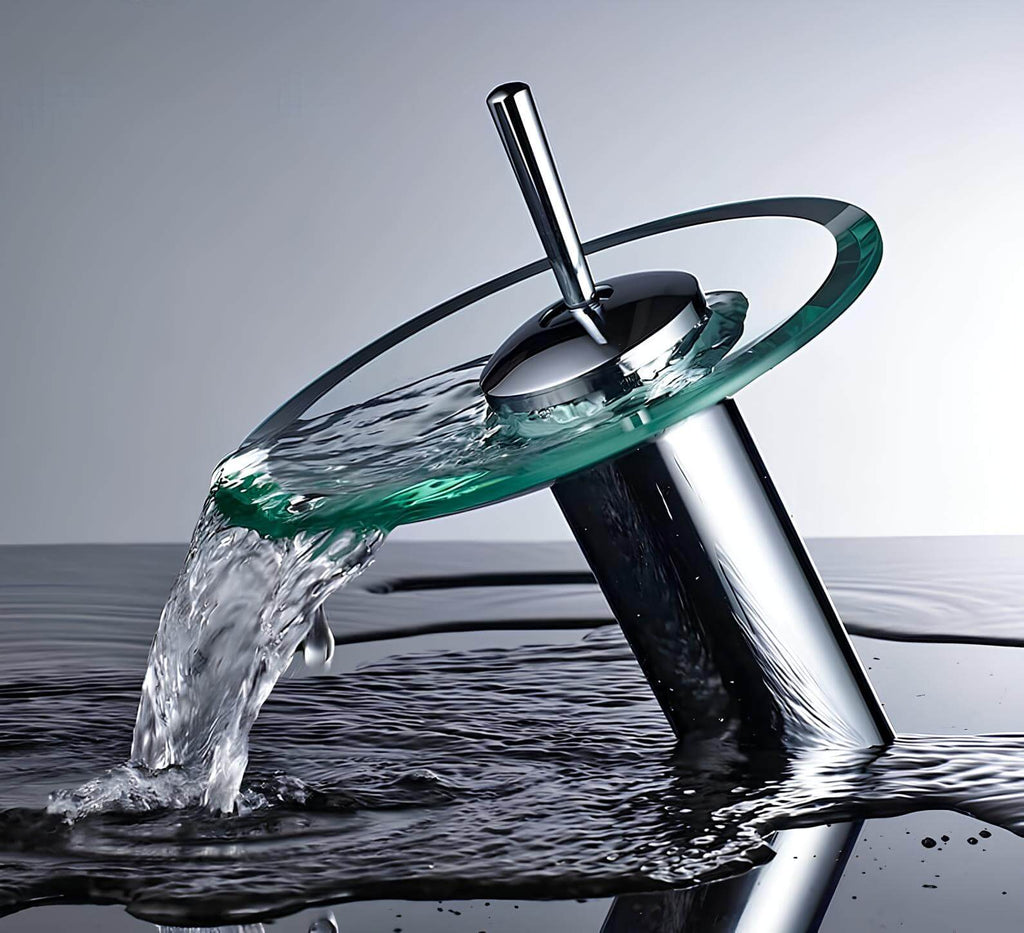 Robinet cascade rond en verre  Le Mitigeur