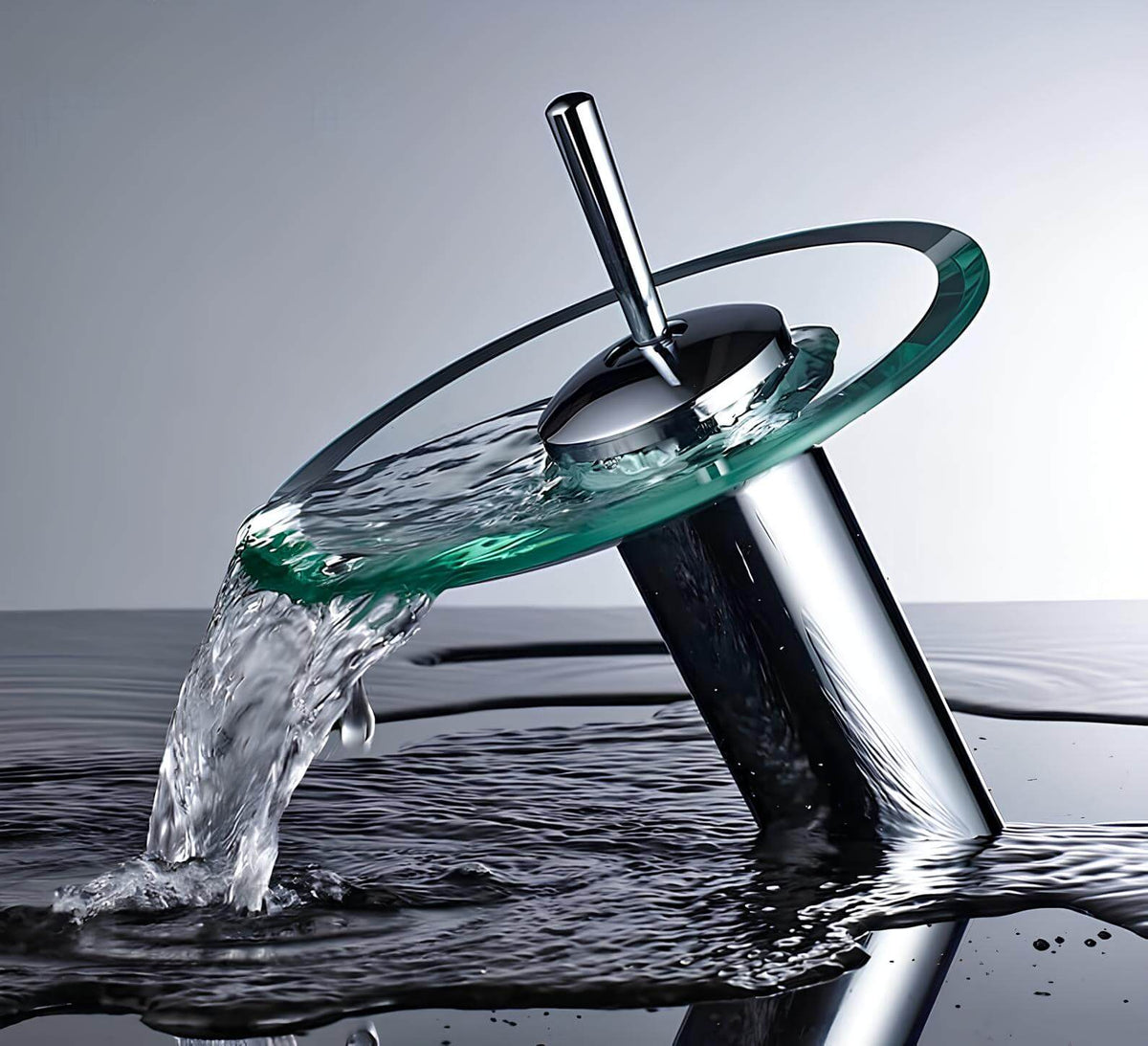 Robinet cascade rond en verre  Le Mitigeur