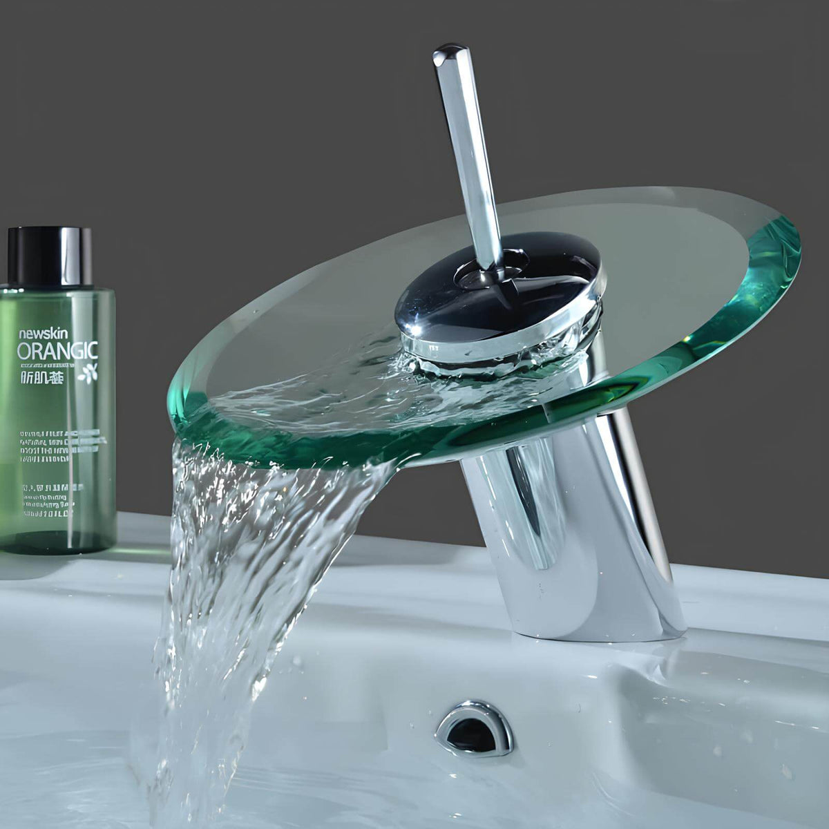 Robinet cascade rond en verre  Le Mitigeur