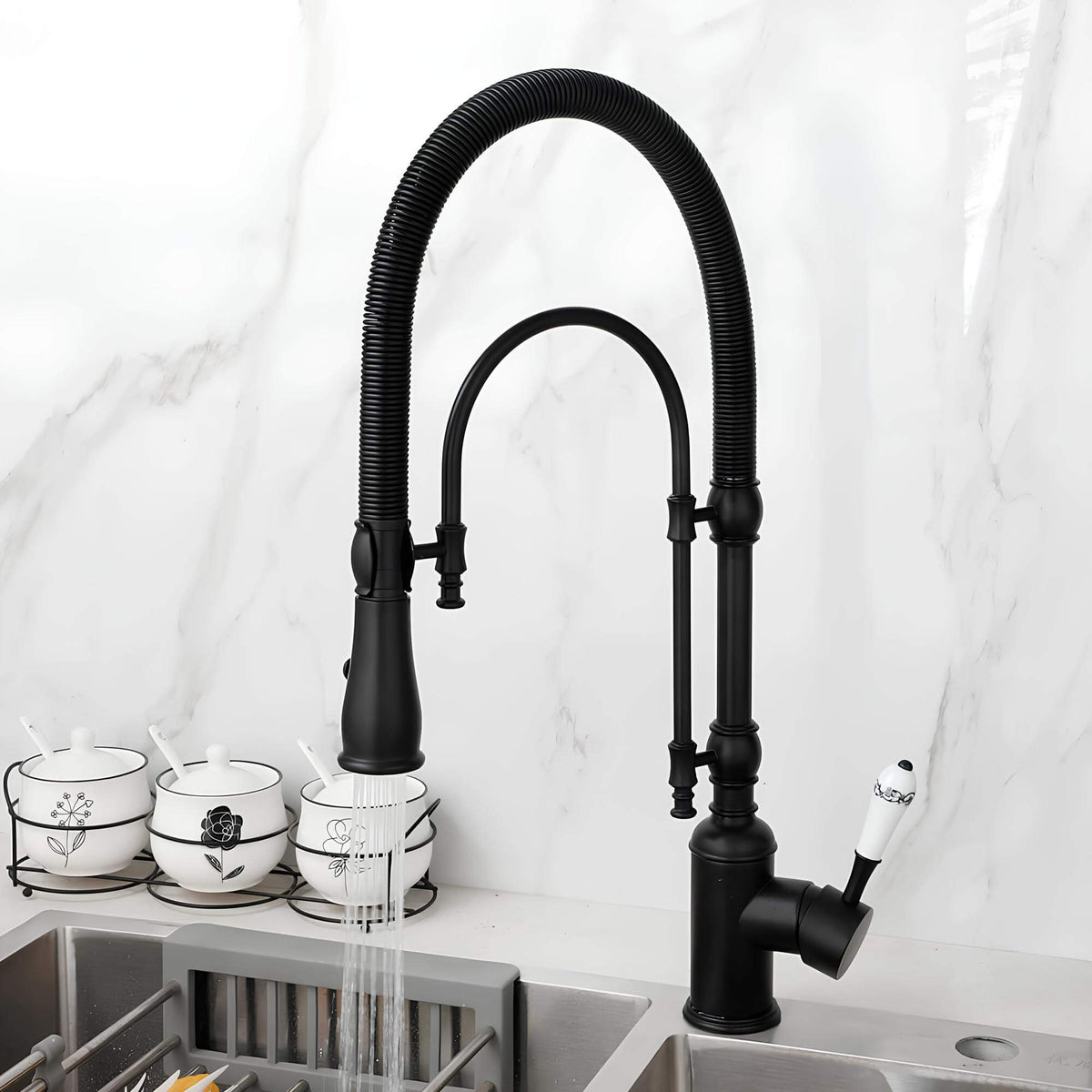 Robinet cuisine douchette – mitigeur en laiton avec ressort flexible et double jet  Le Mitigeur