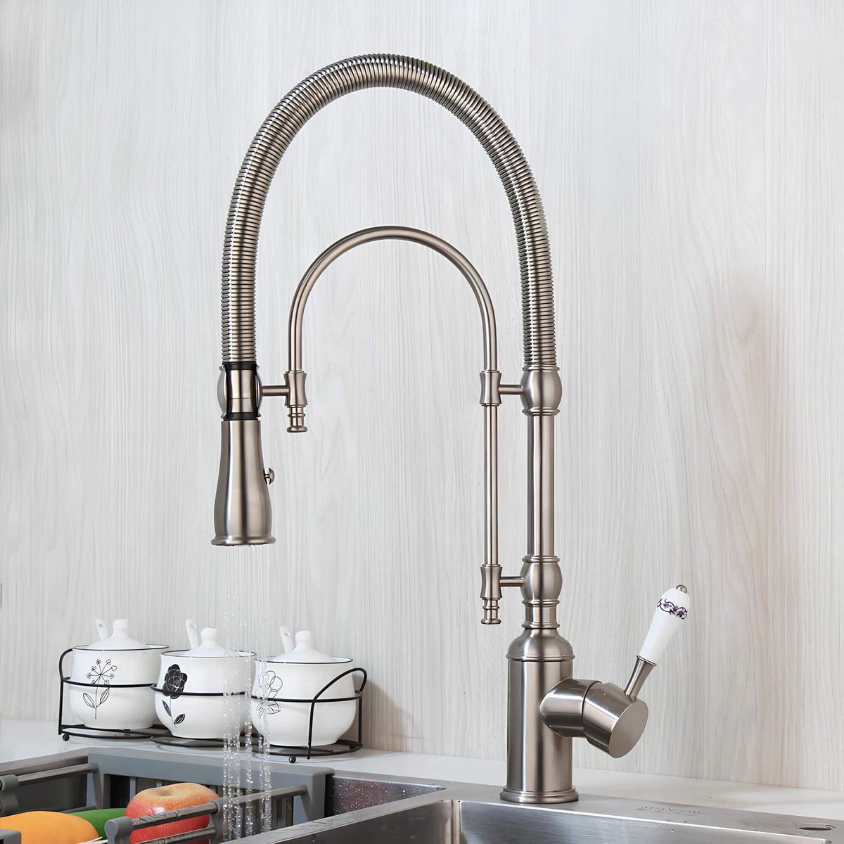 Robinet cuisine douchette – mitigeur en laiton avec ressort flexible et double jet  Le Mitigeur