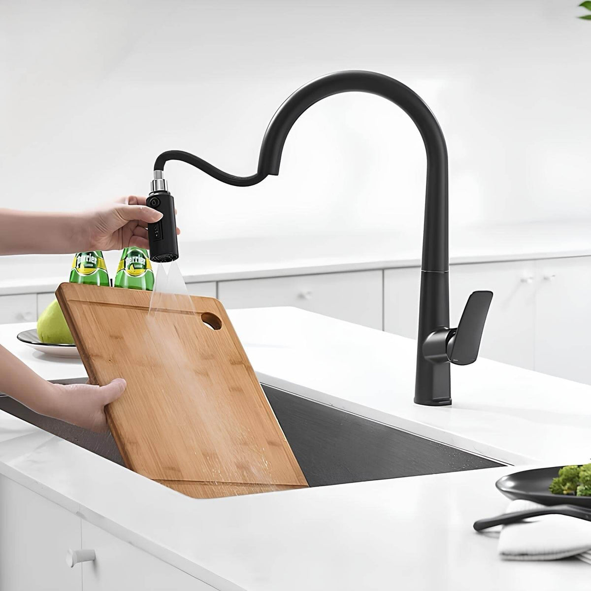 Robinet cuisine en laiton – mitigeur avec douchette extractible  Le Mitigeur