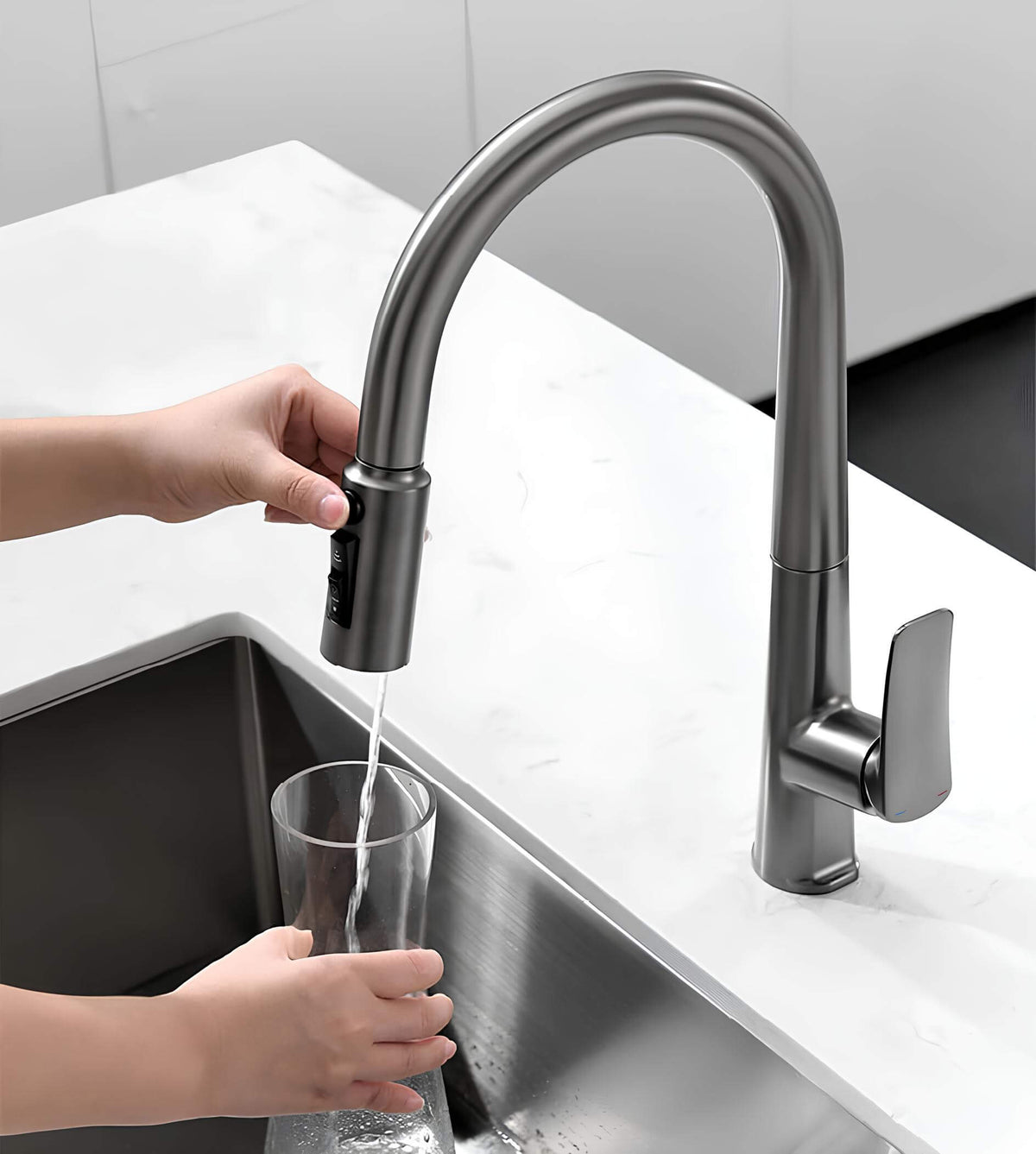Robinet cuisine en laiton – mitigeur avec douchette extractible  Le Mitigeur