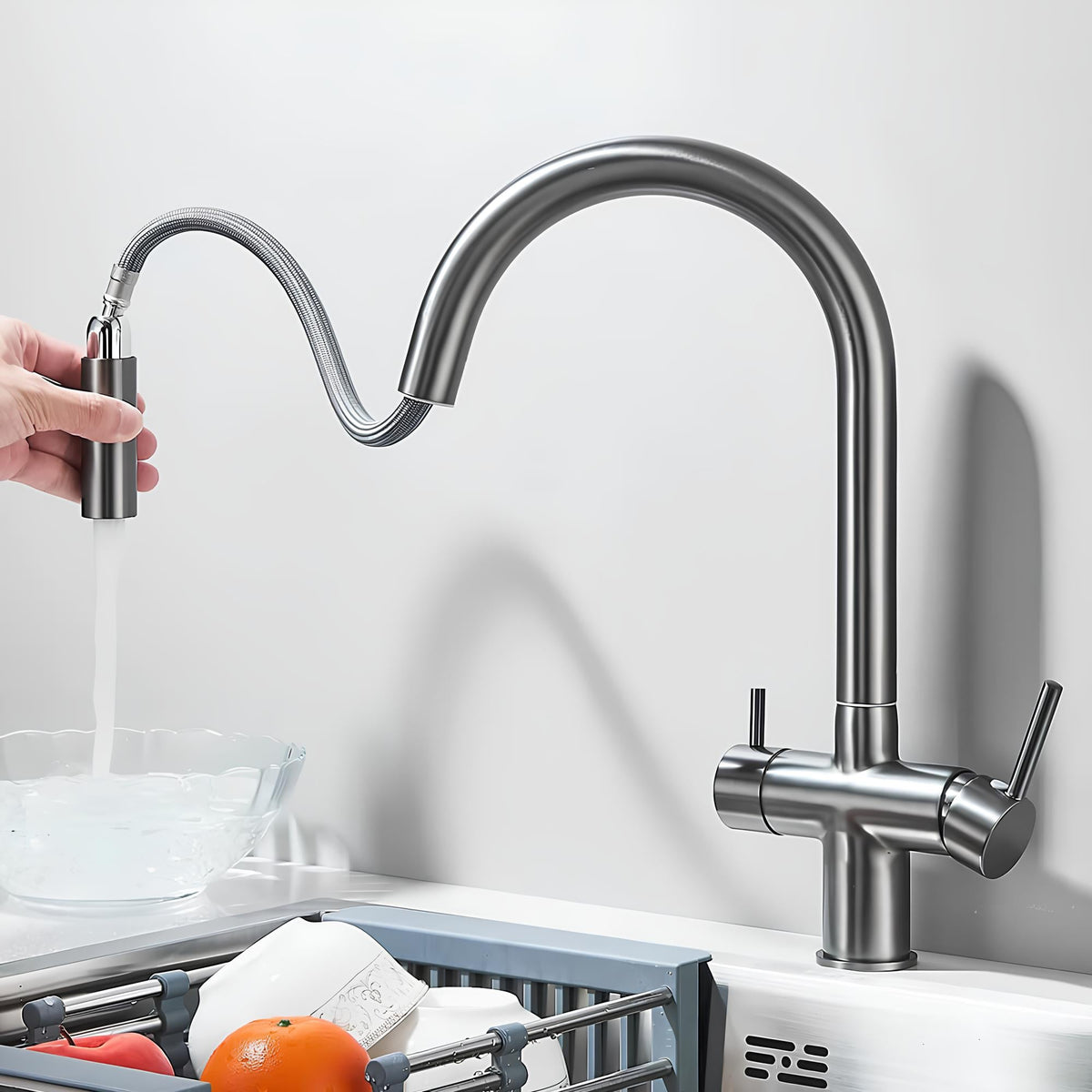 Robinet de cuisine douchette et rotation 360°  Le Mitigeur