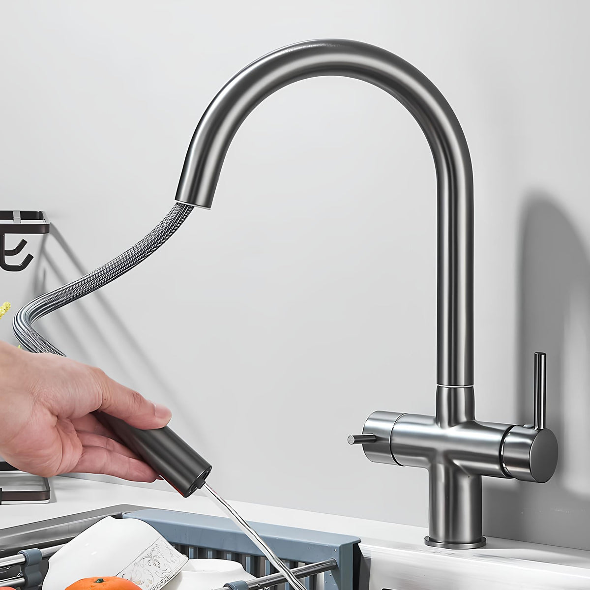 Robinet de cuisine douchette et rotation 360°  Le Mitigeur
