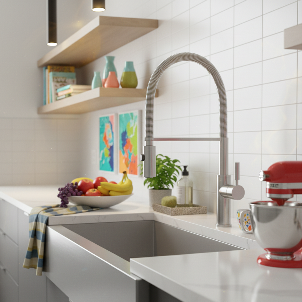 Robinet de cuisine mitigeur – Bec escamotable avec rotation 360°  Le Mitigeur