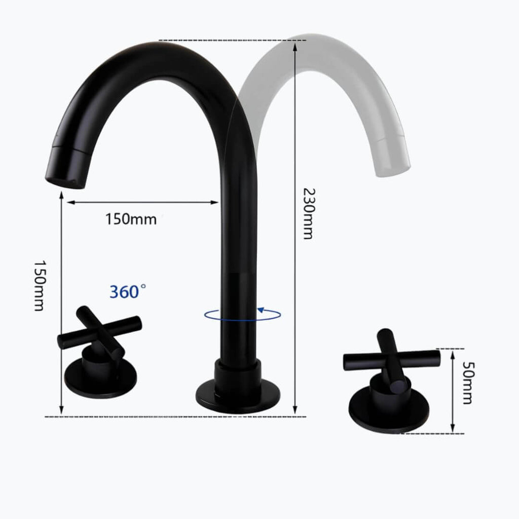 Robinet lavabo 3 trous  – Style moderne  Le Mitigeur