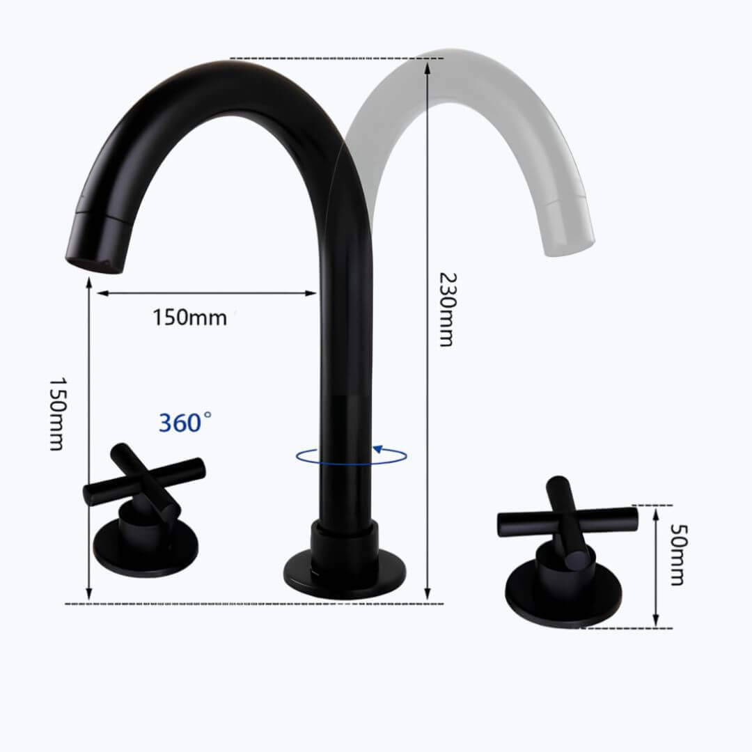 Robinet lavabo 3 trous  – Style moderne  Le Mitigeur