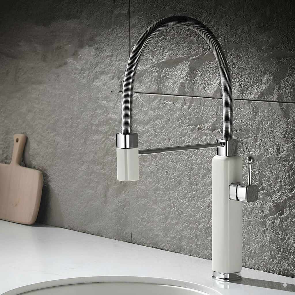 Robinet évier avec douchette extractible – style rétro revisité  Le Mitigeur