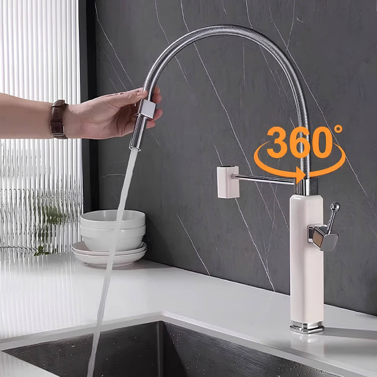 Robinet évier avec douchette extractible – style rétro revisité  Le Mitigeur