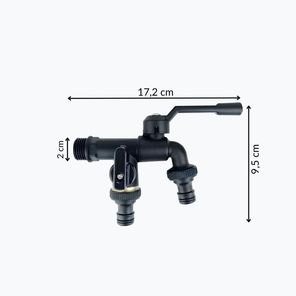 Robinet extérieur noir – Double sortie  Le Mitigeur