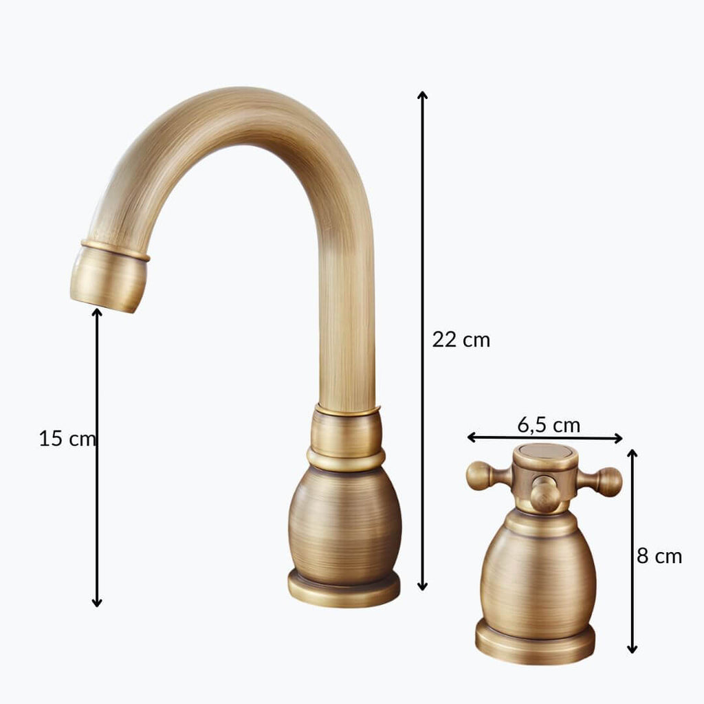 Robinet lavabo 3 trous finition or ancien  Le Mitigeur