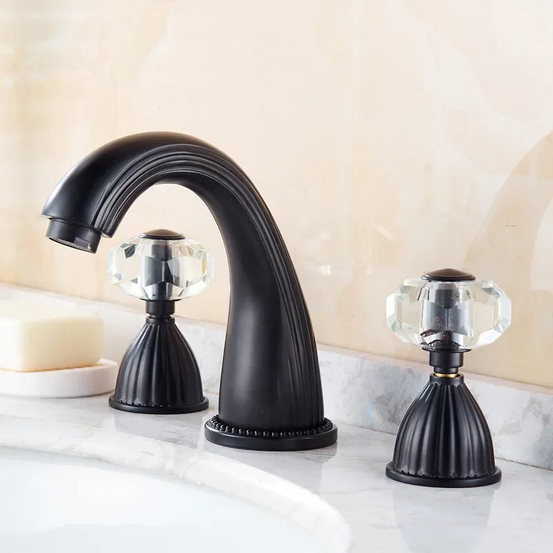Robinet lavabo à 3 trous– Poignées cristal  Le Mitigeur
