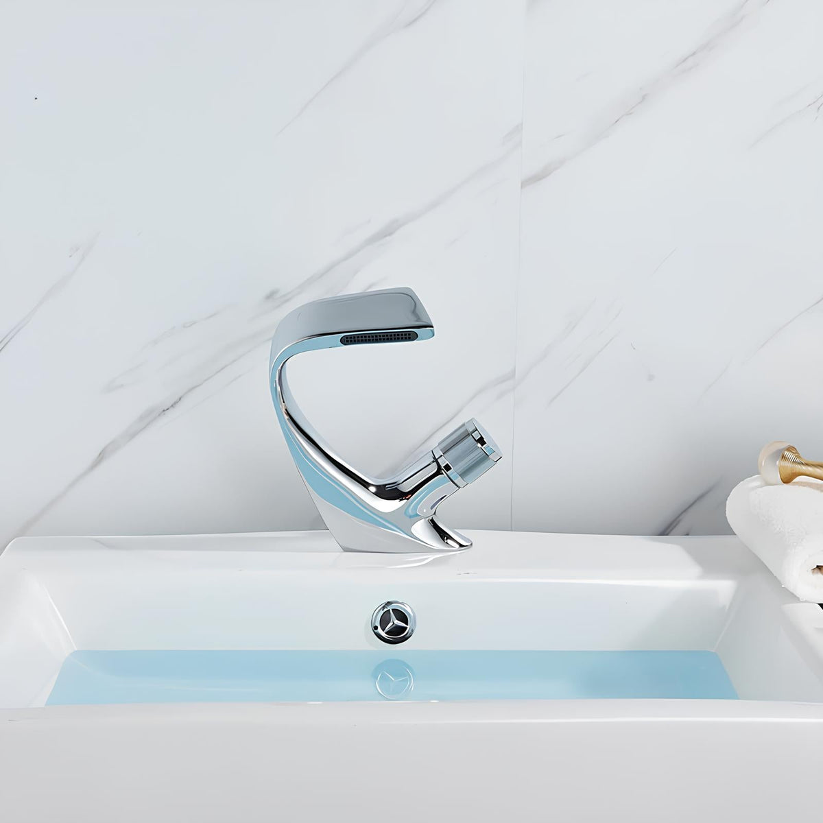 Robinet lavabo à bec cascade  Le Mitigeur