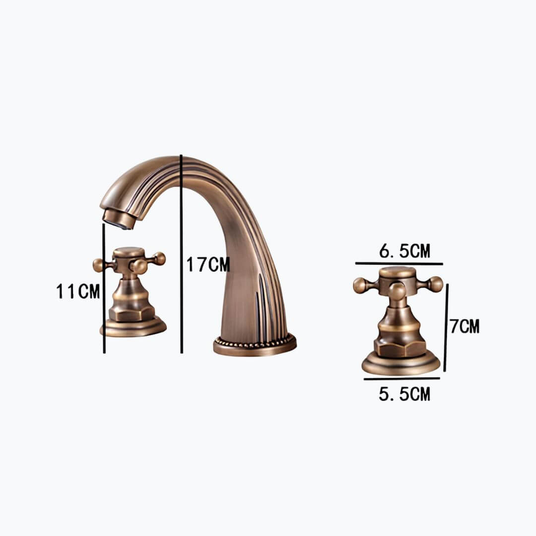 Robinet lavabo antique- 3 trous – Poignées croisées  Le Mitigeur