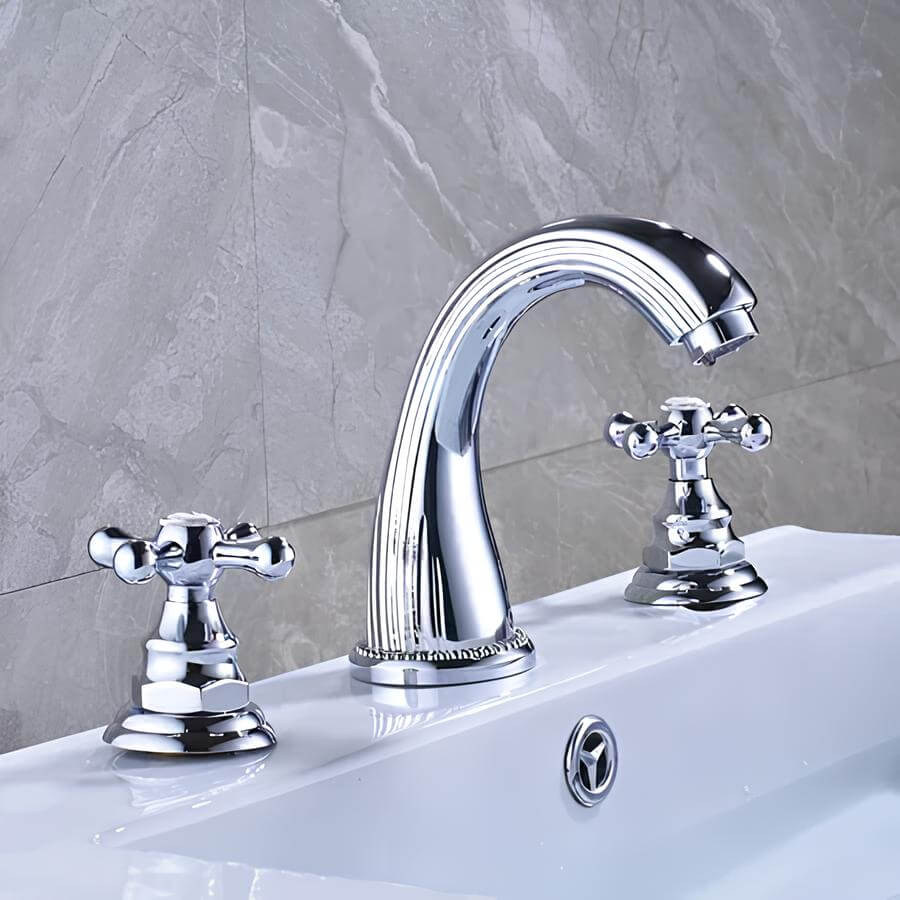 Robinet lavabo antique- 3 trous – Poignées croisées  Le Mitigeur