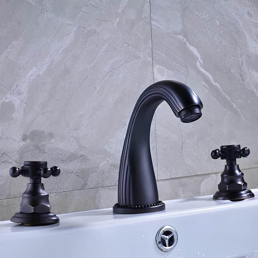 Robinet lavabo antique- 3 trous – Poignées croisées  Le Mitigeur