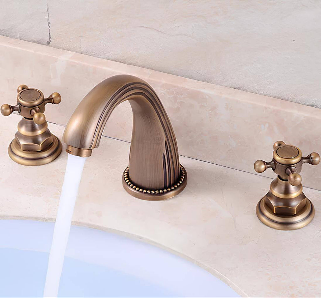 Robinet lavabo antique- 3 trous – Poignées croisées  Le Mitigeur