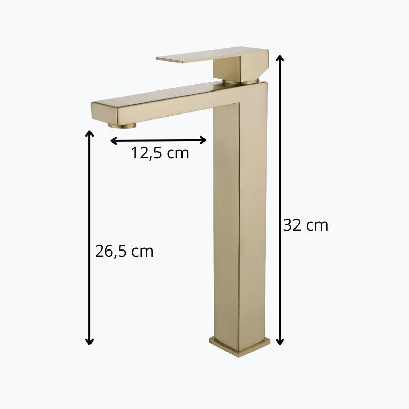 Robinet lavabo mitigeur en inox finition or brossé  Le Mitigeur